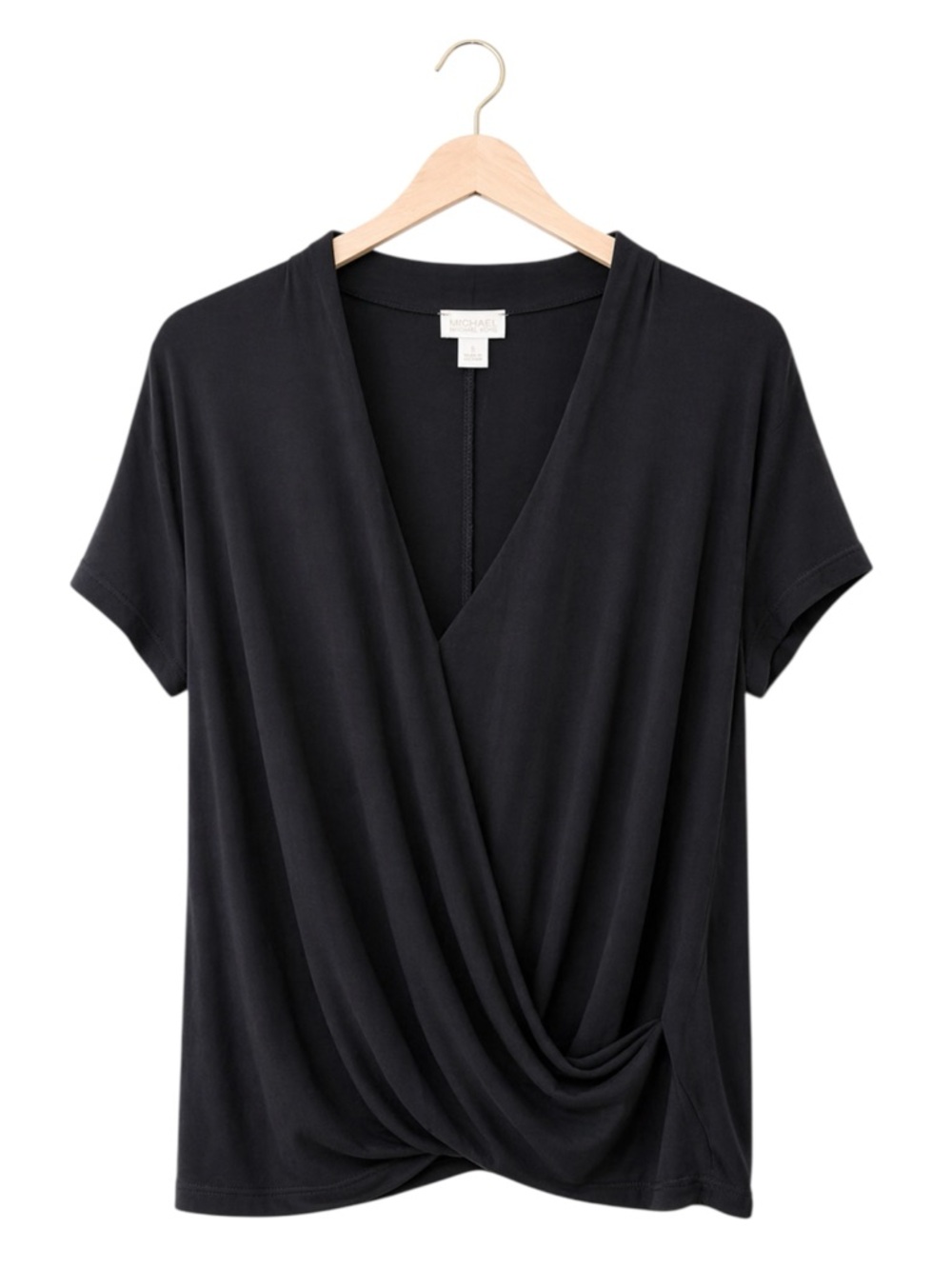 Chicos Travelers Womens Drape‎ Front Blouse XL 16/18 Short Sleeve Stretch Career